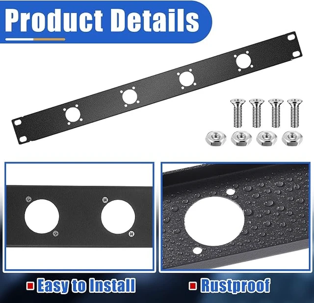 Alt view image 7 of 7 - 4-hole 1u Audio Rack Panel 4d Series Xlr Patch Panel for 19 Inch Enclosure
19 Inch 1u Standard Rack Mount, 4-port Xlr Punched Panel, Heavy-duty Metal, Dust & Emi Protection, Easy Install with Hardware
