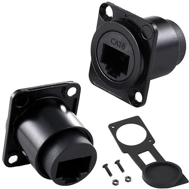 Main image of 2PCS RJ45 Panel Mount Coupler, D-Type RJ45 Female Connector
Super Fast 10GB/S,Compatible CAT6/CAT5E/CAT5,Durable Zinc Alloy Housing,Suitable For Household & Industrial Scenarios