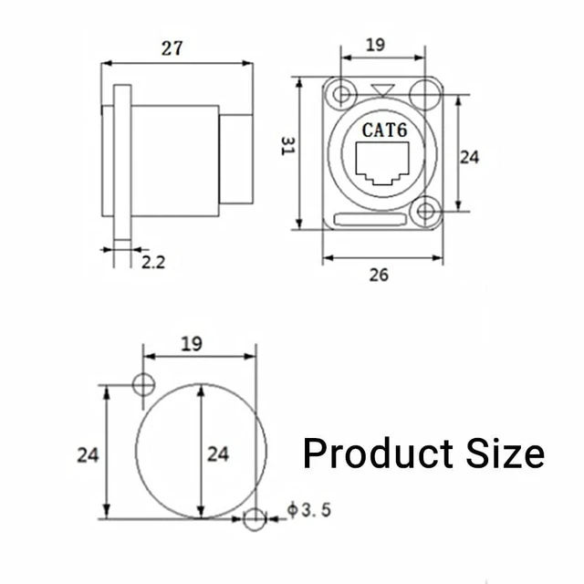 Alt view image 6 of 7 - 2PCS RJ45 Panel Mount Coupler, D-Type RJ45 Female Connector
Super Fast 10GB/S,Compatible CAT6/CAT5E/CAT5,Durable Zinc Alloy Housing,Suitable For Household & Industrial Scenarios
