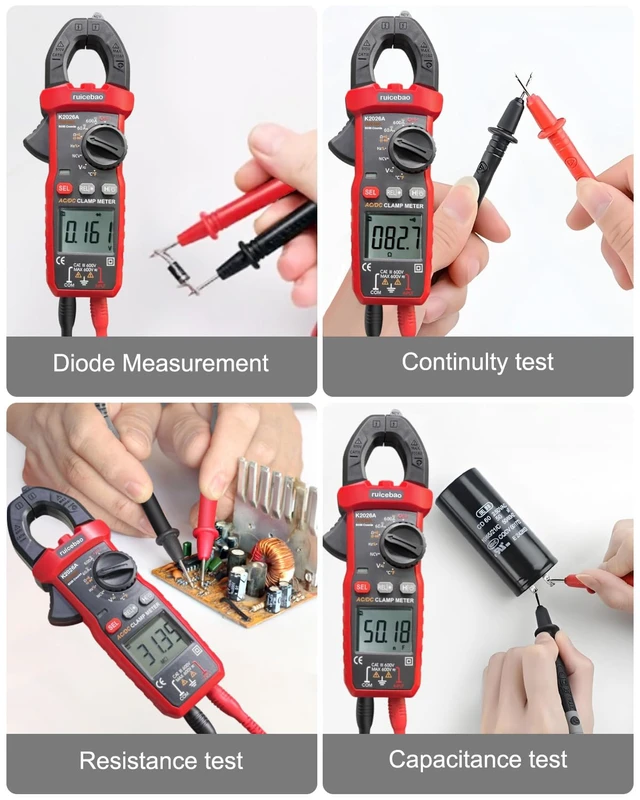 Alt view image 7 of 7 - Digital Clamp Meter, 6000 Counts, Measures High AC/DC Current 600A, 600V AC/DC Voltage, Multimeter, Voltage Meter, Backlit Display, Amp Meter, Electrician Tools, with Alligator Clips