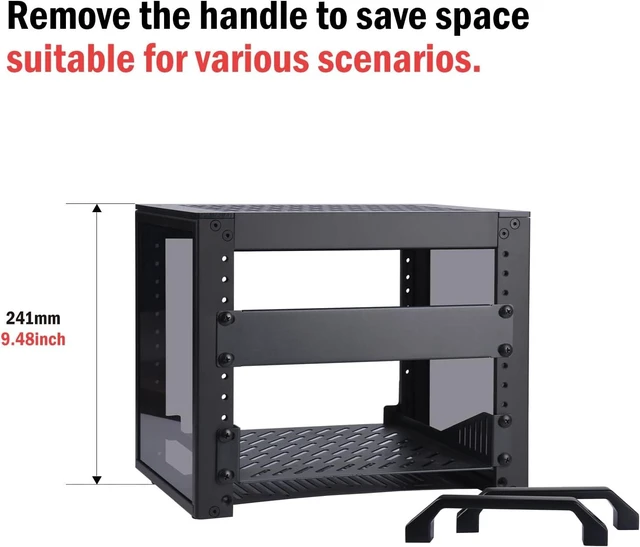 Alt view image 3 of 7 - 4U Server Rack, 10 inch Mini Network Rack for Network, Servers, Audio, and Video Equipment, DeskPi RackMate T0 Rackmount, 7.87 inch Depth