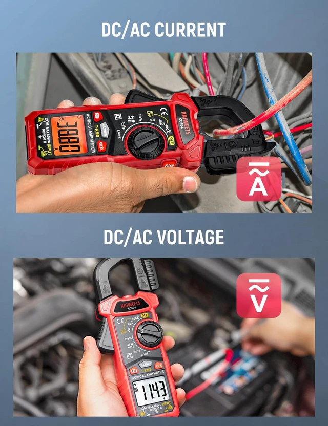 Alt view image 6 of 7 - Digital Clamp Meter Multimeter with D-Shaped Jaw for AC/DC Current & Voltage, Auto-ranging 4000 Counts Voltage Tester with Flashlight Backlight, Measuring Temperature Continuity Diode NCV
