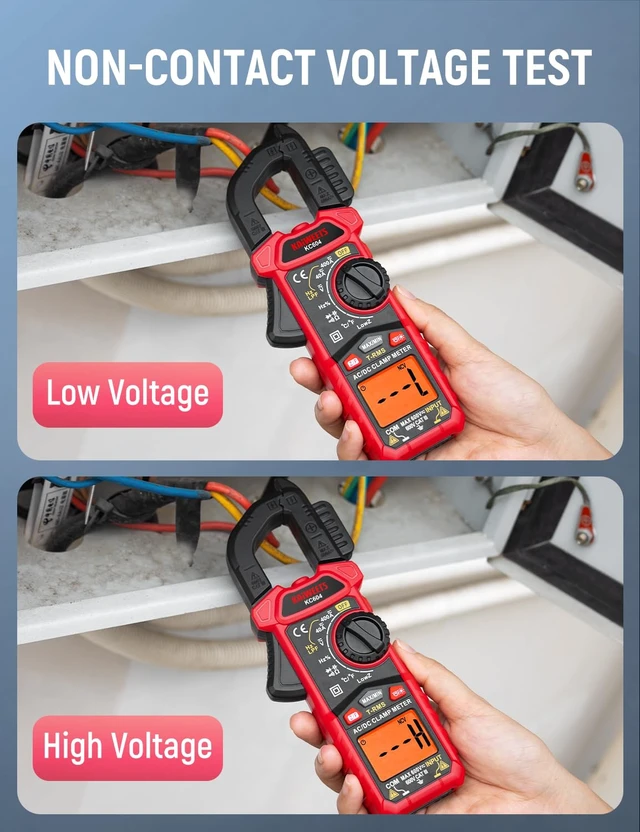 Alt view image 5 of 7 - Digital Clamp Meter Multimeter with D-Shaped Jaw for AC/DC Current & Voltage, Auto-ranging 4000 Counts Voltage Tester with Flashlight Backlight, Measuring Temperature Continuity Diode NCV