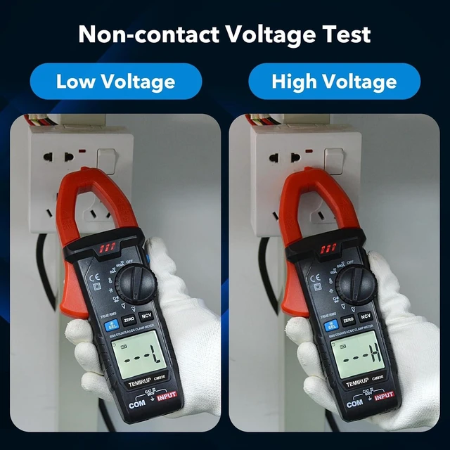 Alt view image 7 of 7 - Digital Clamp Meter Multimeter, TRMS 6000 Counts 600A Current Amp Volt Meter, Auto-Ranging Voltage Tester Measures AC DC Current Voltage Resistance Capacitance Temperature Diodes Continuity NCV Red