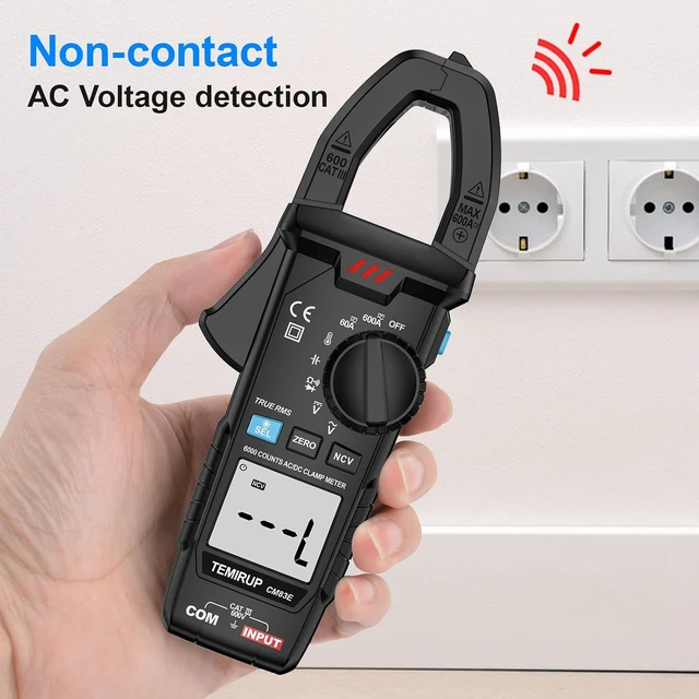 Alt view image 4 of 7 - Clamp Meter 6000 Counts TRMS, 600A AC/DC Amp Meter, Multimeter Tester Voltmeter, Continuity Tester Capacitor, AC/DC Current Clamp, Voltage, Resistance, Capacitance, NCV, Temperature Black