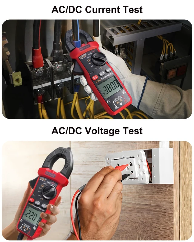 Alt view image 3 of 7 - Digital Clamp Meter, Multimeter TRMS 6000 Counts Amp Volt Meter Auto-ranging Measures AC/DC Voltage, AC/DC Current Capacitance NCV Frequency Live Wire Resistance Diode Temperature Continuity MY2610D