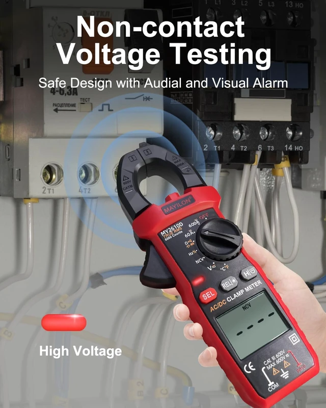 Alt view image 7 of 7 - Digital Clamp Meter, Multimeter TRMS 6000 Counts Amp Volt Meter Auto-ranging Measures AC/DC Voltage, AC/DC Current Capacitance NCV Frequency Live Wire Resistance Diode Temperature Continuity MY2610D