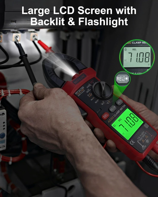 Alt view image 5 of 7 - Digital Clamp Meter, Multimeter TRMS 6000 Counts Amp Volt Meter Auto-ranging Measures AC/DC Voltage, AC/DC Current Capacitance NCV Frequency Live Wire Resistance Diode Temperature Continuity MY2610D