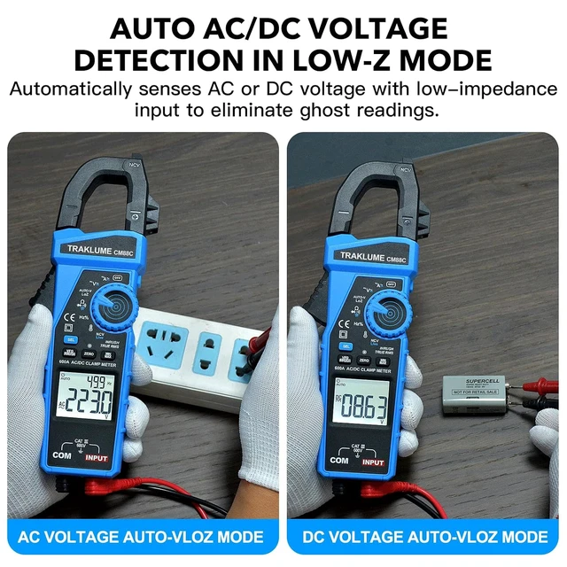 Alt view image 7 of 7 - Clamp Meter Multimeter 600A AC/DC Current TRMS Amp Meter Clamp Multimeter True-RMS 6000-Count, AC/DC 600A Current & Voltage, Cap/Freq/Resist/Temp, NCV/VFD/LoZ, Inrush, Flashlight, Data Hold & Max/Min