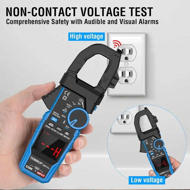 Alt view image 5 of 7 - Digital Clamp Meter Multimeter with Inrush | AC DC Current Amp Meter,1000A True RMS,6000 Counts,VFD, LOZ Mode, Voltmeter, Continuity Tester Capacitor, Measures Current Voltage Temperature
