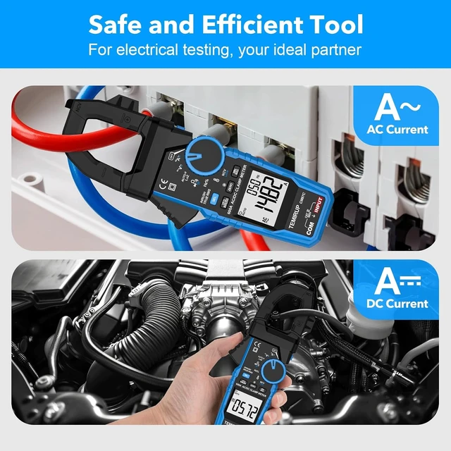 Alt view image 5 of 7 - Digital Inrush Clamp Meter Multimeter, T-RMS 6000 Counts 600A Current Amp Volt Meter with VFD, LOZ Mode; Measures NCV AC/DC Current Voltage Temperature Resistance Capacitance Continuity