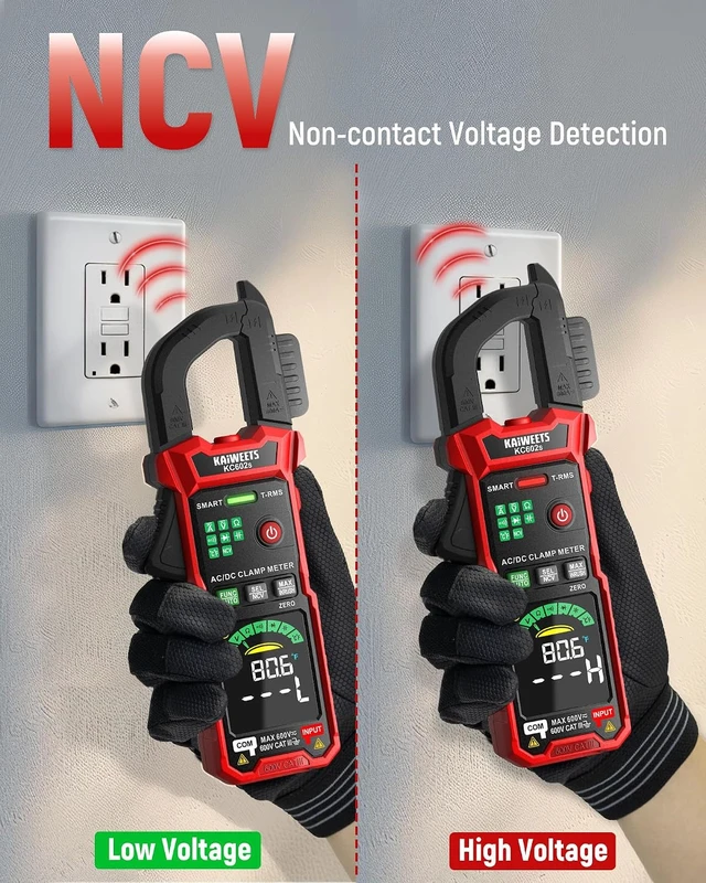 Alt view image 7 of 7 - Smart Digital Clamp Meter, 2026 Intelligent Auto Ranging Multimeter 600A TRMS 6000 Counts, NCV, Inrush, Auto Measure AC DC Voltage/Current Continuity Temperature Resistance Capacitance Diode