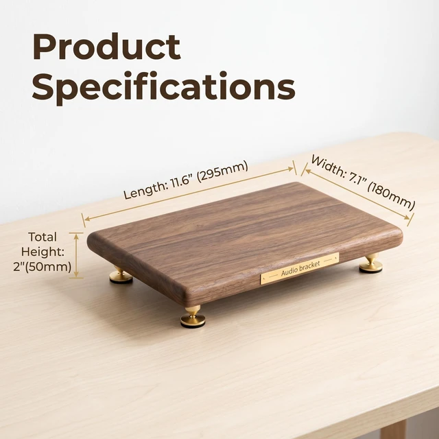 Alt view image 7 of 7 - Speaker Stand Compatible with Marshall Acton III/Acton II, Walnut Solid Wood Speaker Vibration-Damping Stand Desktop Riser for Marshall Acton 2/3/4 Speaker Not Included