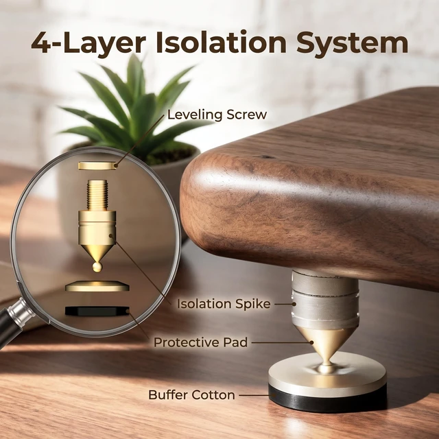 Alt view image 4 of 7 - Speaker Stand Compatible with Marshall Acton III/Acton II, Walnut Solid Wood Speaker Vibration-Damping Stand Desktop Riser for Marshall Acton 2/3/4 Speaker Not Included