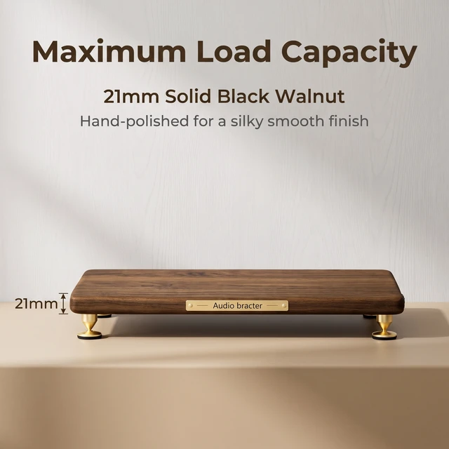 Alt view image 5 of 7 - Speaker Stand Compatible with Marshall Stanmore 2/3/4, Walnut Solid Wood Speaker Vibration-Damping Stand Desktop Riser for Marshall Stanmore 2/3/4 Speaker Not Included