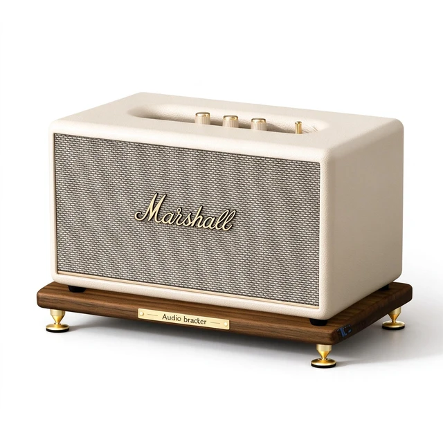 Main image of Speaker Stand Compatible with Marshall Stanmore 2/3/4, Walnut Solid Wood Speaker Vibration-Damping Stand Desktop Riser for Marshall Stanmore 2/3/4 Speaker Not Included
