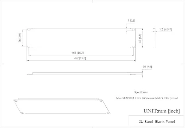 Alt view image 2 of 4 - 5 Pack of 2U Blank Panel - Metal Server Rack Panel
for 19in Server Rack Cabinet or Enclosure, Black (2UBP5PC)
