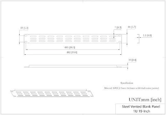 Alt view image 3 of 5 - 5 Pack 1U Vented Blank Panel-Steel Blank Rack Panel Spacer
for 19in Server Rack Cabinet or Enclosure, Black (1U)