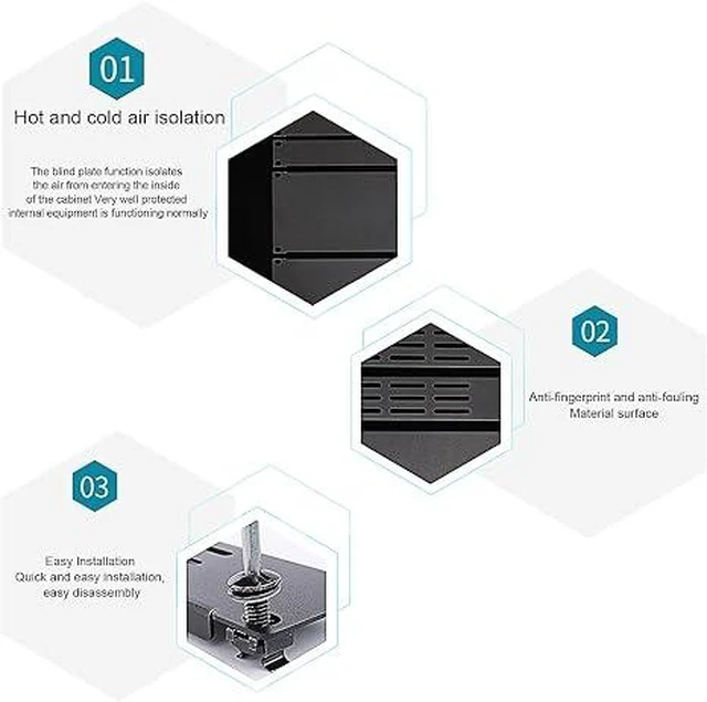 Alt view image 4 of 7 - 1U Blank Rack Mount Panel, 19 Inch Disassembled Cable Management Panel Spacer W/Brush for Server Network Rack Enclosure Cabinet (2pcs-Venting)