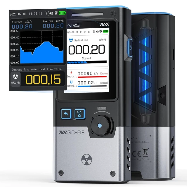 Main image of FNIRSI GC-03 3-in-1 Geiger Counter Nuclear Electromagnetic Detector
3 Display Modes, Real-Time Radiation Monitor, Rechargeable EMF Meter, Portable Gamma Beta X-ray Dosimeter,No RF Detection