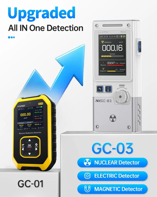 Alt view image 6 of 7 - FNIRSI GC-03 3-in-1 Geiger Counter Nuclear Electromagnetic Detector
3 Display Modes, Real-Time Radiation Monitor, Rechargeable EMF Meter, Portable Gamma Beta X-ray Dosimeter,No RF Detection White