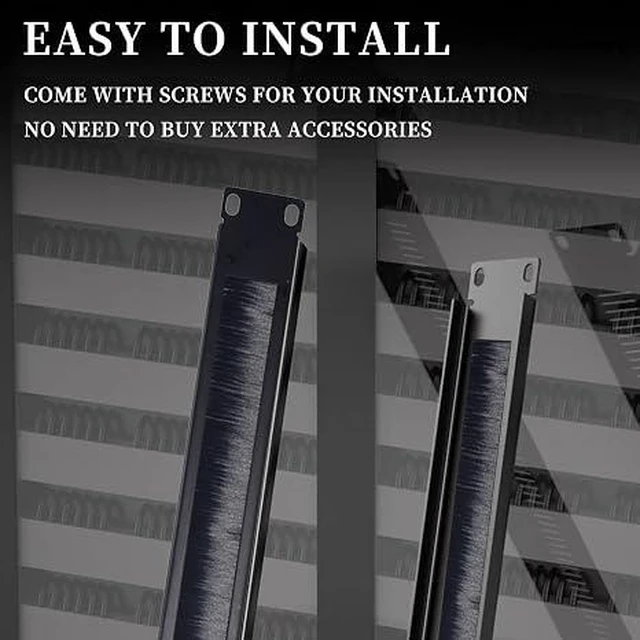 Alt view image 3 of 6 - 1U Brush Panel Disassembled Rack Mount Cable Management Panel, Horizontal Grommet Strip Server Rack for 19 Inch Rack or Network Cabinet-5Pack (1U-5PACKS)