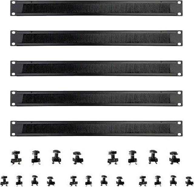 Main image of 1U Brush Panel Disassembled Rack Mount Cable Management Panel, Horizontal Grommet Strip Server Rack for 19 Inch Rack or Network Cabinet-5Pack (1U-5PACKS)