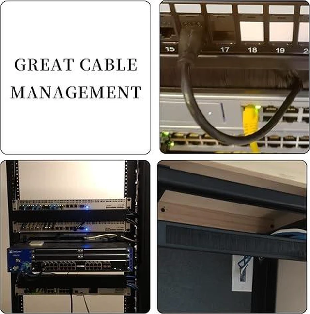 Alt view image 4 of 6 - 1U Brush Panel Disassembled Rack Mount Cable Management Panel, Horizontal Grommet Strip Server Rack for 19 Inch Rack or Network Cabinet-5Pack (1U-5PACKS)