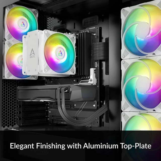 Alt view image 4 of 5 - ARCTIC Freezer 36 A-RGB - Single-Tower CPU Cooler with Push-Pull, Two Pressure-optimised 120 mm P Fans and ARGB Lighting, Fluid Dynamic Bearing, 2002000 RPM, 4 Heatpipes, incl. MX-6 Thermal Compound