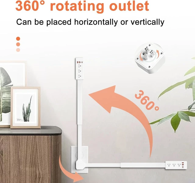 Alt view image 3 of 7 - Electrical Outlet Extender Stick, 7-in-1, 360° Rotating, 17"-26" Extends - (3 AC Outlets, 2 USB-C & 2 USB-A) - for Outlets Behind Sofas, Nightstands, Desks, Office Desks & More