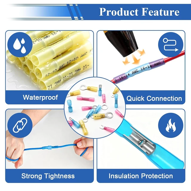 Alt view image 5 of 7 - 620Pcs Heat Shrink Wire Connectors Kit with Crimping Tool,Waterproof Electrical Crimp Ring Fork Spade Bullet Butt Splice Terminal for Automotive Boat Stereo Industrial Equipment