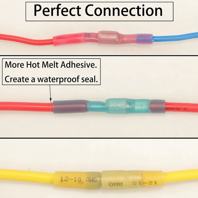Alt view image 5 of 7 - 110pcs Heat Shrink Bullet Wire Connectors Kit, Waterproof Bullet Terminals Connectors Female & Male Wire Crimp Terminals, Marine Grade Bullet Terminals