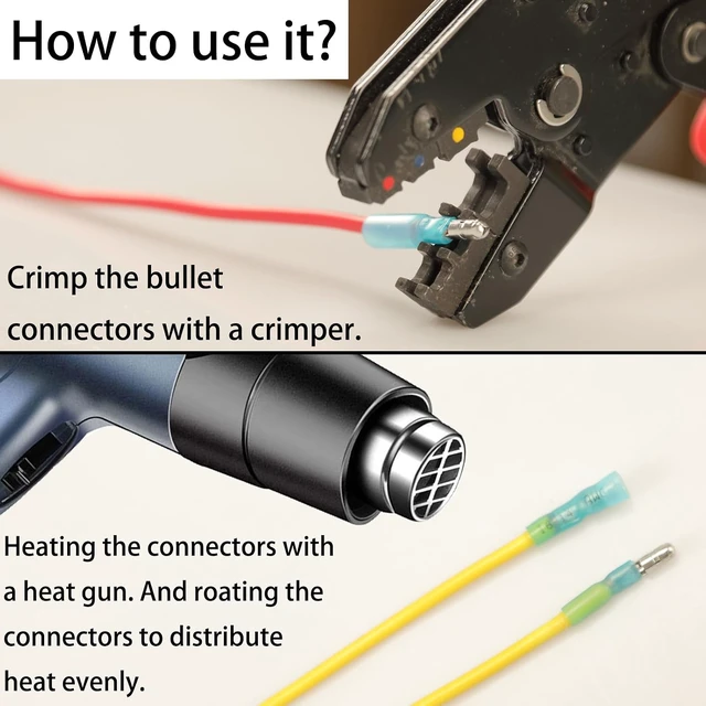 Alt view image 3 of 7 - 110pcs Heat Shrink Bullet Wire Connectors Kit, Waterproof Bullet Terminals Connectors Female & Male Wire Crimp Terminals, Marine Grade Bullet Terminals