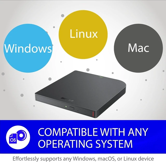 Alt view image 5 of 7 - BUFFALO 6X Portable Blu-ray Drive, TAA-Compliant, Read/Write, Plays and Burns BD/DVD/CD, USB 3.2 (Gen 1) Type-A/Type-C, Compatible with Mac/PC/Win 8 / Win 10 / Win 11 / Laptop/Desktop