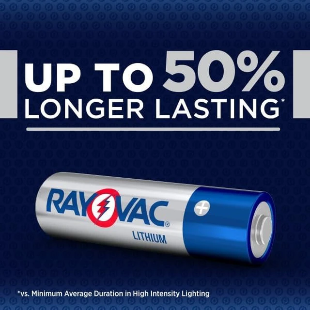 Alt view image 4 of 7 - Rayovac Lithium AA Batteries (24 Pack), Double A Lithium Batteries, Double A Batteries, Long-Lasting Power, for Flashlights, Remote Controls, Electronics, Cameras, Games, Kids Toys, Lanterns