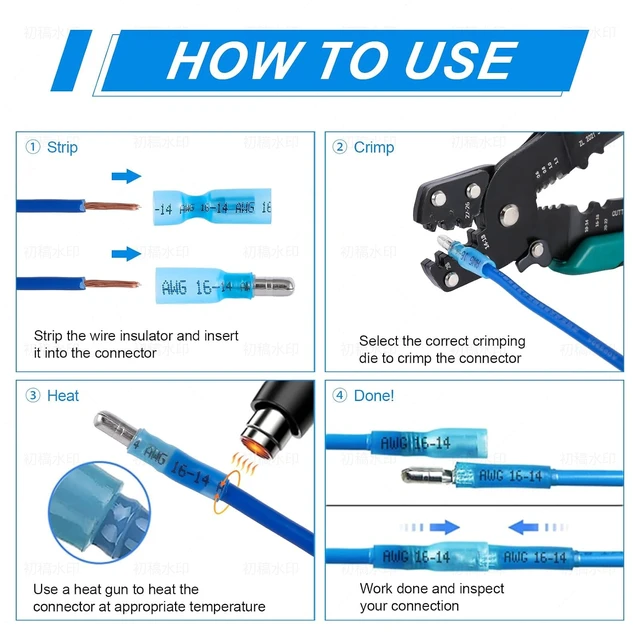 Alt view image 3 of 6 - 320PCS Heat Shrink Bullet Connectors kit, Male & Female Bullet Terminals, Insulated Waterproof Wire Connectors, Marine Grade Electrical Connectors