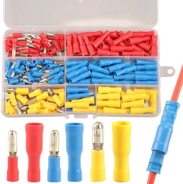 Main image of 200pcs Bullet Connectors Male and Female, Bullet Wire Terminals Crimp Terminal Automotive Electrical Connectors Motorcycle Connector Butt Insulated Waterproof Terminals
