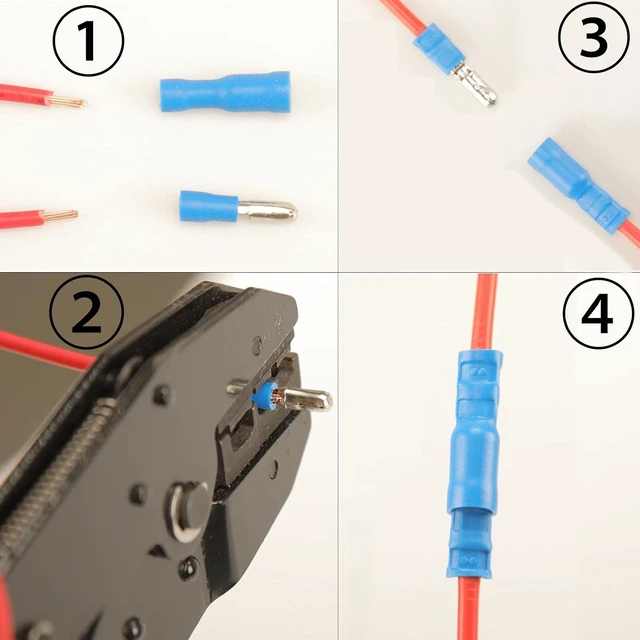 Alt view image 6 of 7 - 200pcs Bullet Connectors Male and Female, Bullet Wire Terminals Crimp Terminal Automotive Electrical Connectors Motorcycle Connector Butt Insulated Waterproof Terminals