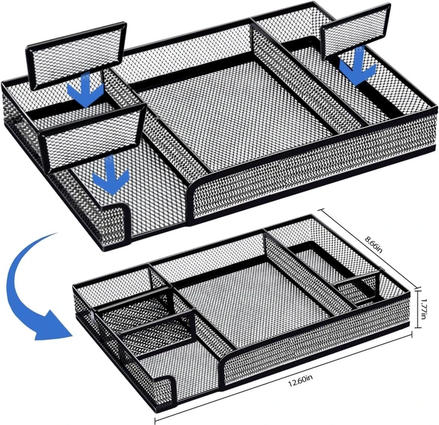 Alt view image 3 of 6 - Black Desk Organizer Set, Office Supplies with Stapler and Tape Dispenser
Includes Desk Drawer Organizer,Tape, Staples, Staple Remover, Paper Clips, Scissors and Sticky Notes for a Neat Workspace