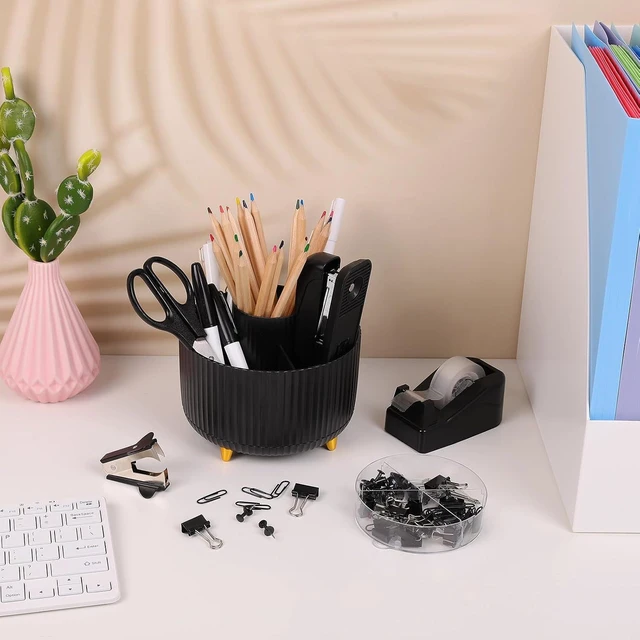 Alt view image 4 of 7 - Black Office Supplies with Pencil Holder,Desk Accessories 11PCS
Office Desk Accessories Included Stapler with Staples, Staple Remover,Tape Dispenser, Binder Paper Clips Kit,Scissor, Pens