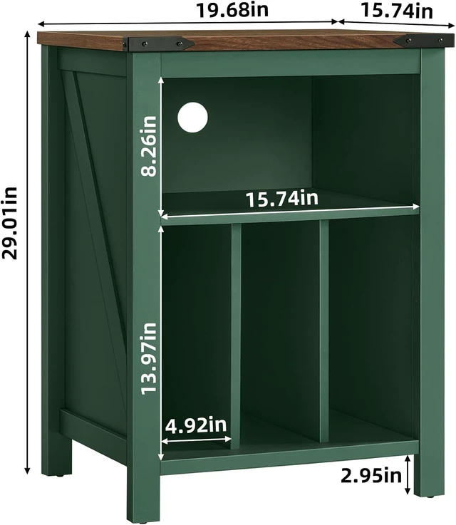 Alt view image 3 of 5 - Record Player Stand with Vinyl Record Storage, Record Player Table Holds up to 160 Albums,Large Wood Turntable Stand Cabinet Dispaly Shelf for Living Room,Bedroom,Office - Green