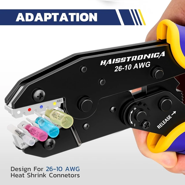 Alt view image 3 of 7 - 320PCS Heat Shrink Wire Connectors Set, 9" Wire Crimper Full-Cycle Ratchet, Adhesive-Lined Sleeves, 15 Sizes, Clear Lid, Removable Bins, Automotive Wiring