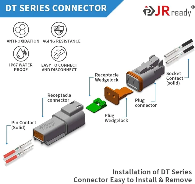 Alt view image 2 of 7 - ST6316 DT Deutsch Connector Kit, 2,3,4,6,8,12 Pin Connector, Deutsch Crimp Tool (ACT-LY-16DT), Size 16 Stamped Contacts, Deutsch pin Kit