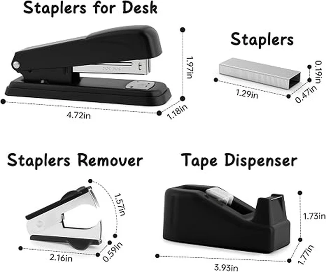Alt view image 2 of 7 - Black Office Supplies for Kids, Black Desk Accessories, Stapler and Tape Dispenser Set for Kids, Women, Office Gift for Women, Boss Lady, Office Lady, Coworkers, Office Clerks, School Kids
