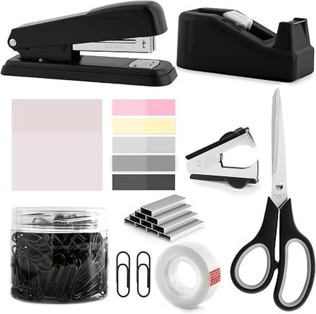 Main image of Black Office Supplies for Kids, Black Desk Accessories, Stapler and Tape Dispenser Set for Kids, Women, Office Gift for Women, Boss Lady, Office Lady, Coworkers, Office Clerks, School Kids
