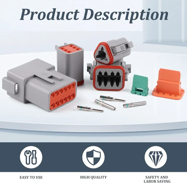 Alt view image 7 of 7 - 338 pcs Deustch Connector Kit 2 3 4 6 8 12 Pin Connectors with Deutsch Crimping Tool and DT Connector Removal Tool Size 16 Solid Terminal Contacts(14-20AWG)