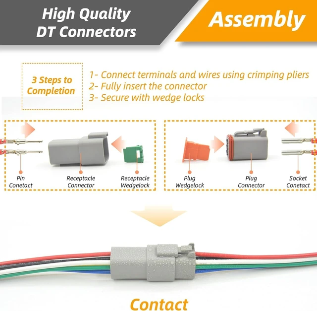 Alt view image 2 of 7 - 217PCS 12 Kits Deutsch DT Connector Kit with Crimper & Terminal Removal Tool - IP68 Waterproof 2 3 4 6 8 12 Pin Automotive Electrical Connectors & Size 16 Stamped Contacts for Car Truck Marine Wiring
