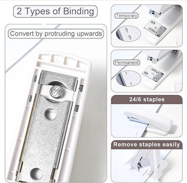 Alt view image 3 of 7 - Desk Accessories with Pen Holder, Office Supplies Desk Organizers and Accessories, Tape Dispenser, Stapler, Staple Remover, Staples, Clips Set, Ruler, Scissor, Pen, Tape (White)