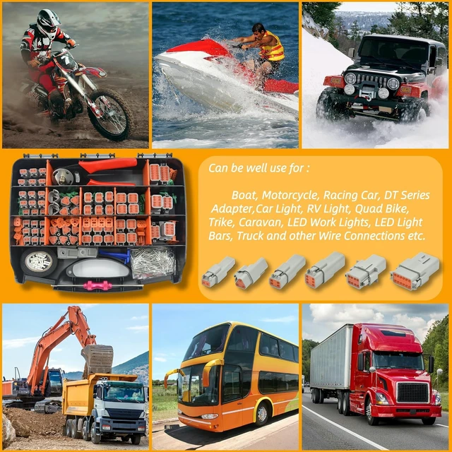 Alt view image 7 of 7 - 378 PCS DT Deutsch Series Waterproof Connector Kit, 2 3 4 6 8 12 Pin Connectors, Crimping Tool(12-20AWG) & DT Removal Tool, Size 16 Solid Terminal Contacts (14-20AWG) for Cars Motorcycle Boat