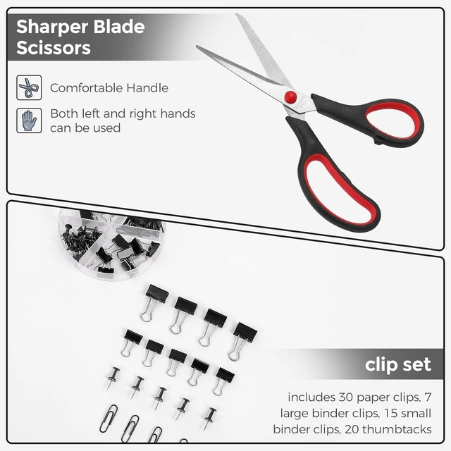 Alt view image 4 of 7 - 10 Pcs Black Office Supplies, Black Office Desk Accessories
Mesh Desk Organizer, Stapler, Tape Dispenser, Scissors, Binder/Paper Clips and 1000pcs Staples, Desk Supplies Set